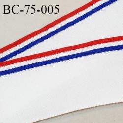 Bord-Côte 75 mm bord cote jersey maille synthétique couleur bleu blanc rouge largeur 75 cm longueur 55 cm prix à la pièce