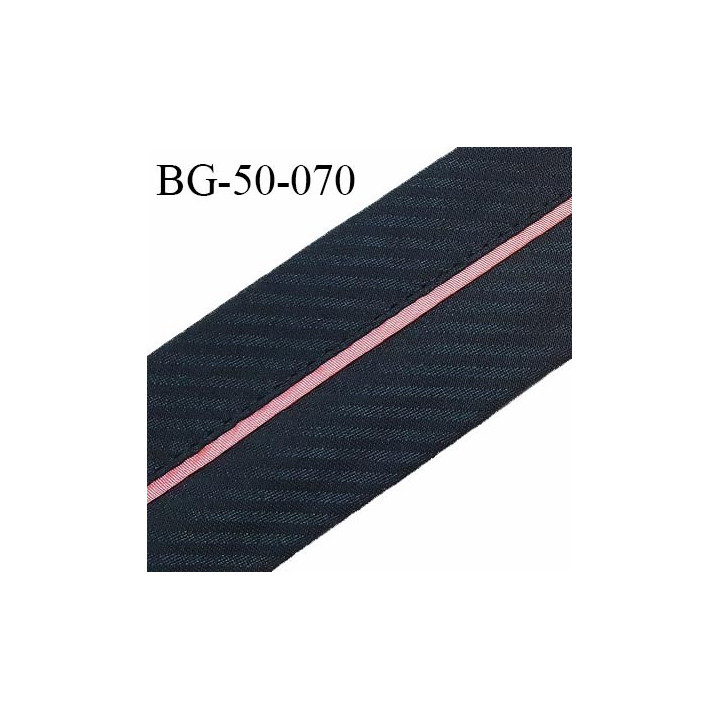 Sangle biais ruban couleur noir et rose largeur 5 cm souple très solide prix au mètre