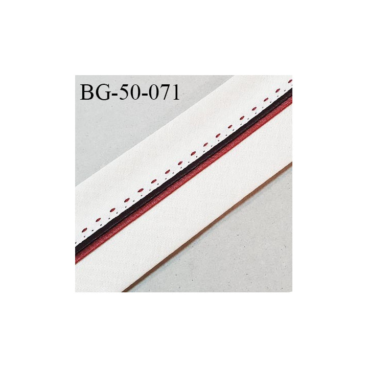 Sangle biais ruban couleur naturel et bordeaux largeur 5 cm souple très solide prix au mètre