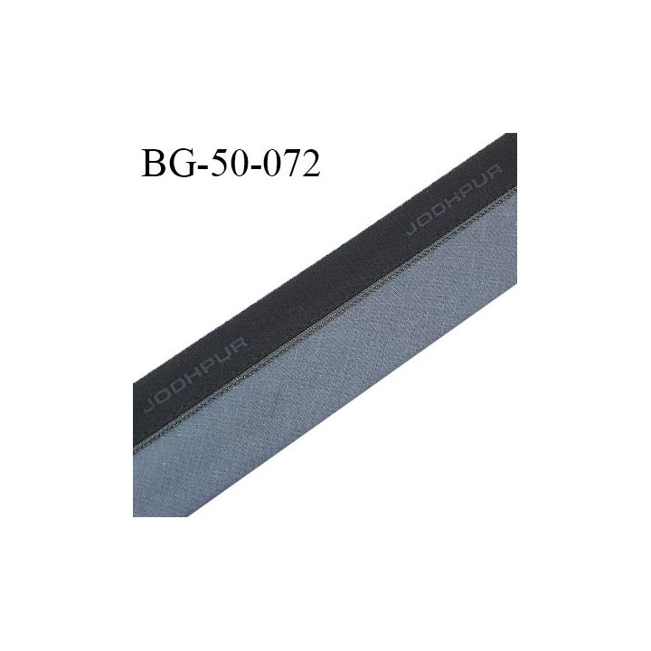 Sangle biais ruban couleur gris et noir inscription JOOHPUR largeur 5 cm souple très solide prix au mètre