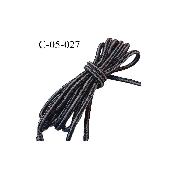 Cordon 5 mm très solide couleur gris et noir diamètre 5 mm prix au mètre