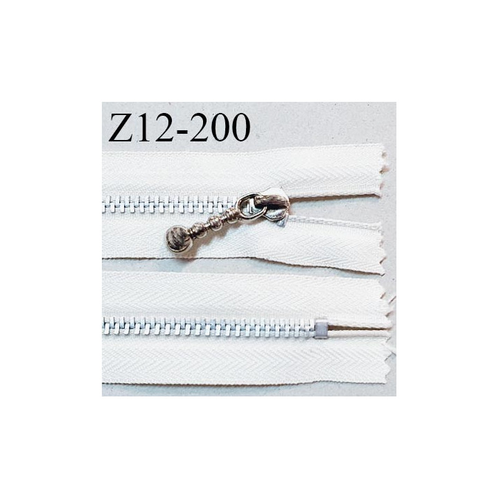 Fermeture zip 12 cm non séparable couleur naturel curseur couleur chrome largeur 2.5 cm zip nylon prix à la pièce