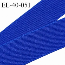 Elastique 40 mm haut de gamme couleur bleu roi brodé sur les bords bonne élasticité allongement +100% prix au mètre