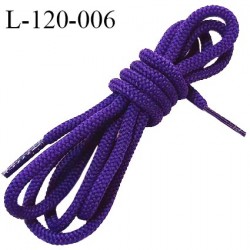 Lacet rond 120 cm couleur violet diamètre 5 mm longueur 120 cm embout gainé prix pour une paire