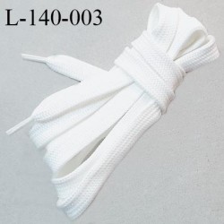 Lacet plat 140 cm couleur blanc largeur 10 mm longueur 1400 cm embout gainé prix pour une paire