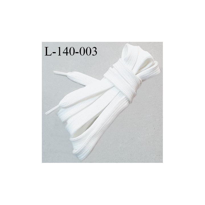 Lacet plat 140 cm couleur blanc largeur 10 mm longueur 1400 cm embout gainé prix pour une paire