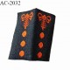 Etiquette tissée à coudre motif libellule de Brocéliande couleur noir et orange prix à l'unité