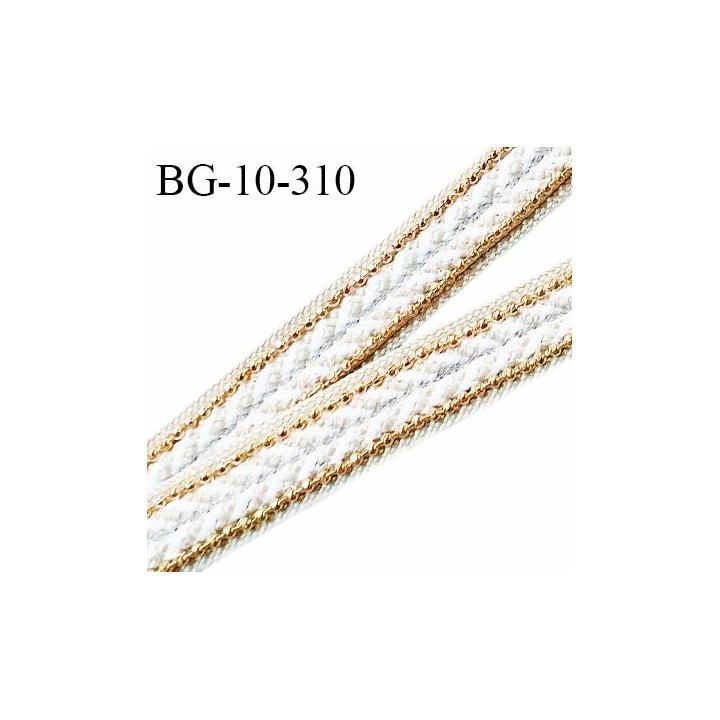Galon tressé 10 mm couleur beige et naturel avec chainette dorée largeur 10 mm prix au mètre