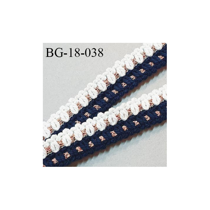 Galon ruban 18 mm couleur bleu marine et naturel avec lurex doré largeur 18 mm prix au mètre