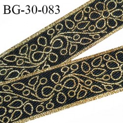 Galon ruban 30 mm couleur noir avec motifs doré très beau largeur 30 mm prix au mètre