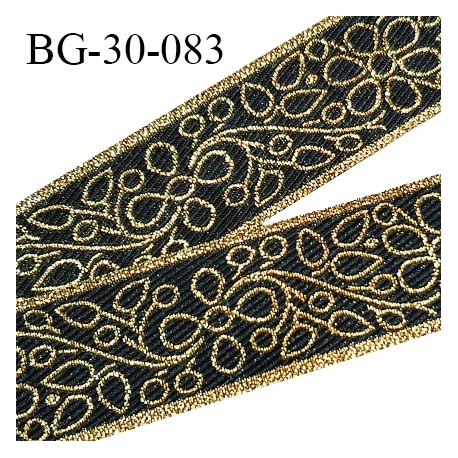 Galon ruban 30 mm couleur noir avec motifs doré très beau largeur 30 mm prix au mètre