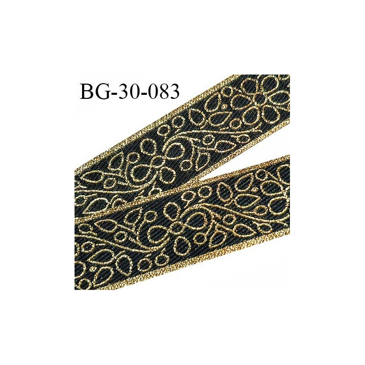 Galon ruban 30 mm couleur noir avec motifs doré très beau largeur 30 mm prix au mètre