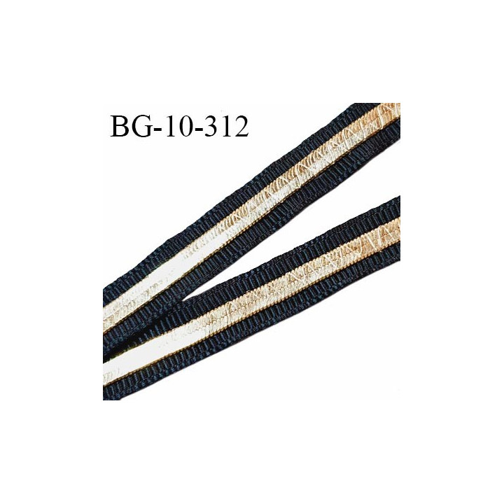 Galon ruban 10 mm petit grain noir avec chainette plate dorée largeur 10 mm prix au mètre
