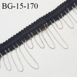 Galon coton couleur noir et chainette couleur argent largeur de la bande 15 mm + 3 cm de chainette prix au mètre