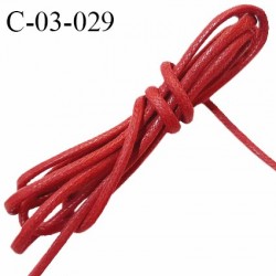 Cordon 3.5 mm en coton ciré très solide couleur rouge bordeaux diamètre 3.5 mm prix au mètre