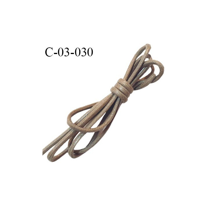 Cordon 3.5 mm en coton très solide couleur taupe clair bordeaux diamètre 3.5 mm prix au mètre