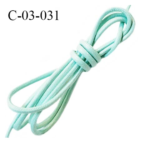 Cordon 3.5 mm en coton très solide couleur vert d'eau diamètre 3.5 mm prix au mètre