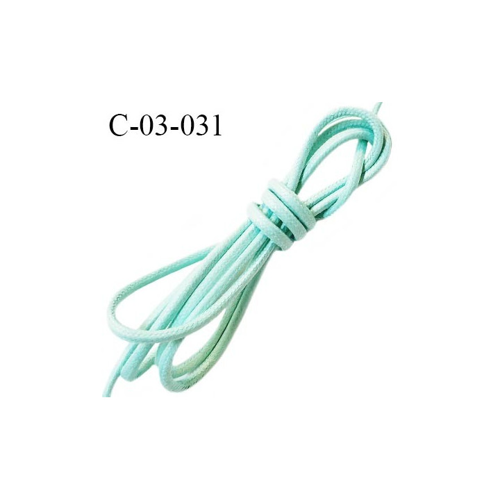 Cordon 3.5 mm en coton très solide couleur vert d'eau diamètre 3.5 mm prix au mètre