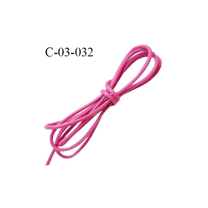 Cordon 3.5 mm en coton très solide couleur rose diamètre 3.5 mm prix au mètre