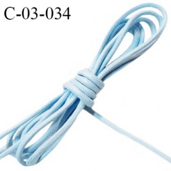 Cordon 3.5 mm en coton ciré très solide couleur bleu ciel diamètre 3.5 mm prix au mètre