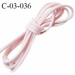 Cordon 3.5 mm en coton ciré très solide couleur rose pâle diamètre 3.5 mm prix au mètre