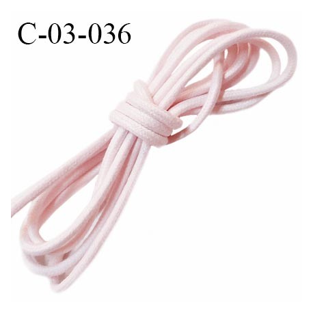 Cordon 3.5 mm en coton ciré très solide couleur rose pâle diamètre 3.5 mm prix au mètre