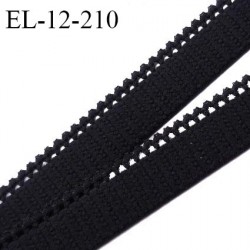 Elastique picot 12 mm lingerie couleur noir haut de gamme fabriqué en France largeur 12 mm + 3 mm de picots prix au mètre