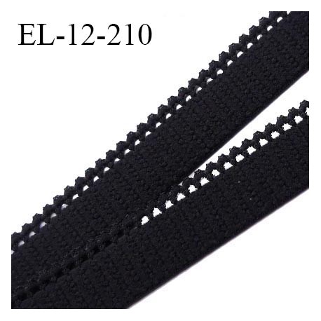 Elastique picot 12 mm lingerie couleur noir haut de gamme fabriqué en France largeur 12 mm + 3 mm de picots prix au mètre