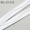 Elastique lingerie 12 mm couleur blanc avec décor argenté haut de gamme très doux au toucher fabriqué en France prix au mètre