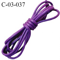 Cordon 3.5 mm en coton ciré très solide couleur violet diamètre 3.5 mm prix au mètre
