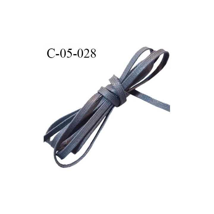 Cordon plat lacette cirée 5.5 mm très solide couleur gris largeur 5.5 mm prix au mètre