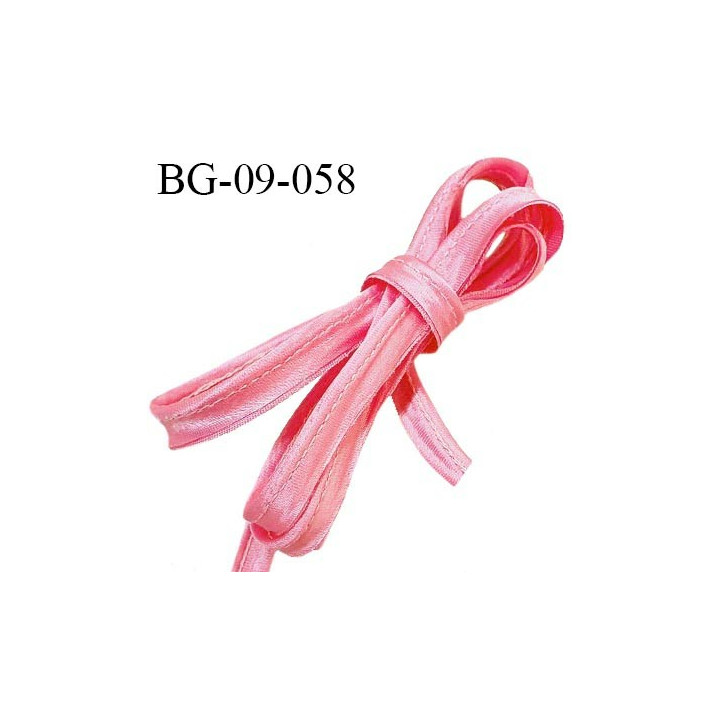 Passepoil 9 mm style satin couleur rose clair avec cordon intérieur largeur 2 mm prix au mètre