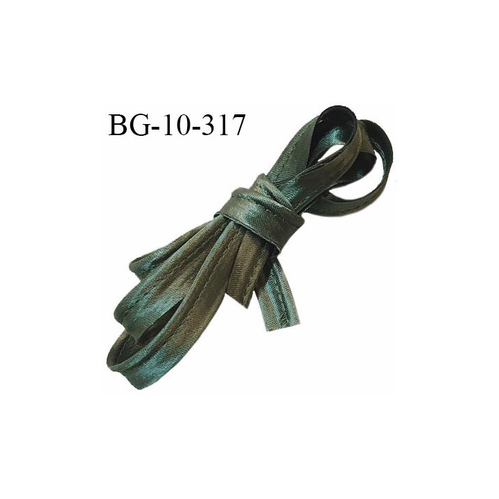 Passepoil satin 10 mm couleur vert sapin largeur 10 mm avec lien cordon coton intérieur 2 mm prix du mètre