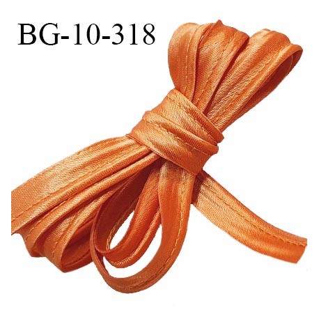 Passepoil satin 10 mm couleur orange largeur 10 mm avec lien cordon coton intérieur 2 mm prix du mètre