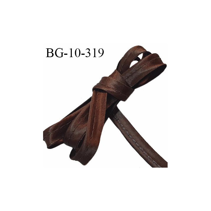 Passepoil satin 10 mm couleur marron largeur 10 mm avec lien cordon coton intérieur 2 mm prix du mètre