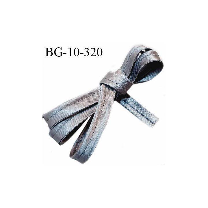 Passepoil satin 10 mm couleur gris largeur 10 mm avec lien cordon coton intérieur 2 mm prix du mètre