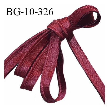 Passepoil satin 10 mm couleur bordeaux largeur 10 mm avec lien cordon coton intérieur 2 mm prix du mètre