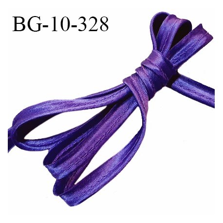 Passepoil satin 10 mm couleur violet largeur 10 mm avec lien cordon coton intérieur 2 mm prix du mètre