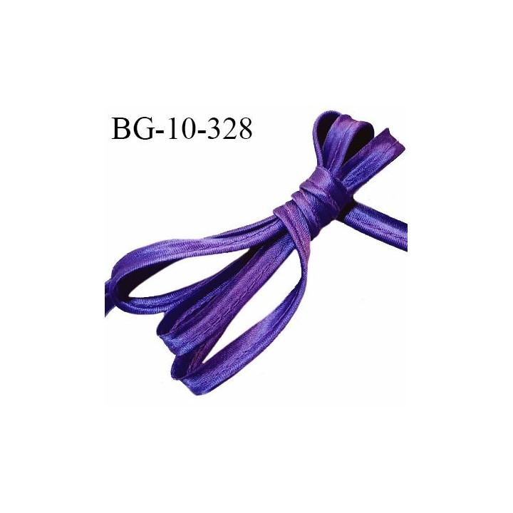 Passepoil satin 10 mm couleur violet largeur 10 mm avec lien cordon coton intérieur 2 mm prix du mètre