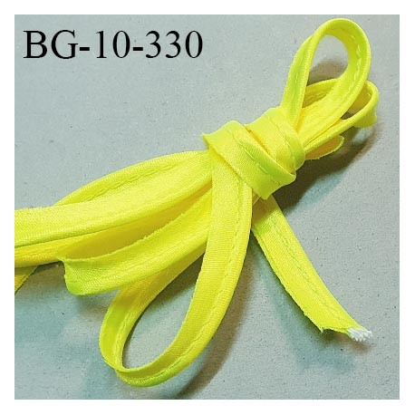 Passepoil satin 10 mm couleur jaune fluo largeur 10 mm avec lien cordon coton intérieur 2 mm prix du mètre