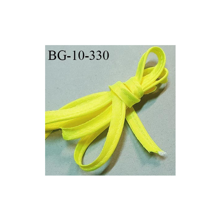 Passepoil satin 10 mm couleur jaune fluo largeur 10 mm avec lien cordon coton intérieur 2 mm prix du mètre