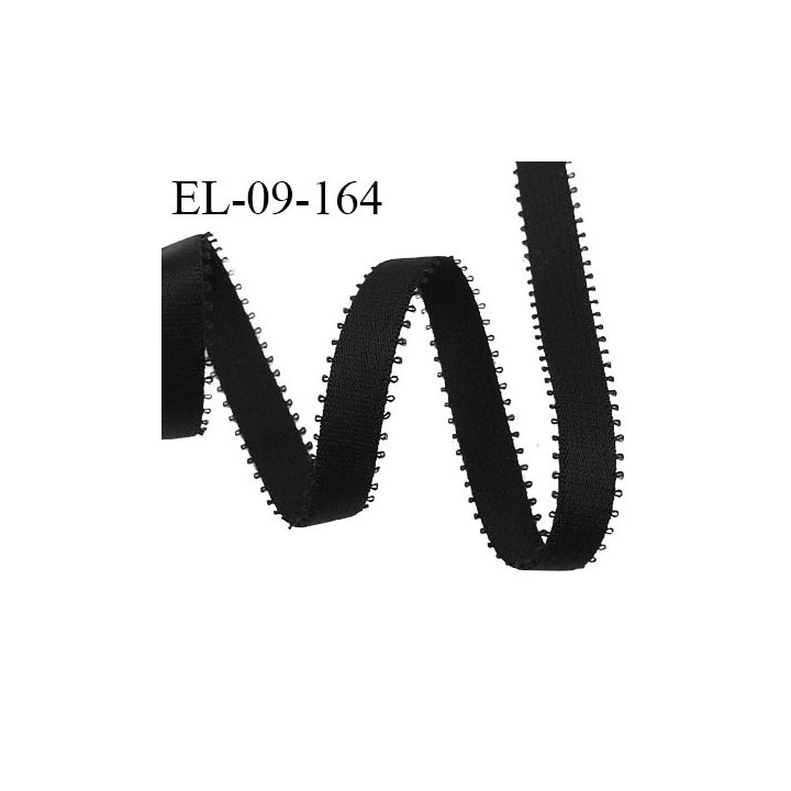 Elastique picot 9 mm couleur noir haut de gamme superbe avec picots de chaque côté largeur 9 mm prix au mètre