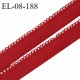 Elastique picot 8 mm haut de gamme couleur rouge bordeaux largeur 6 mm + 2 mm de picots prix au mètre