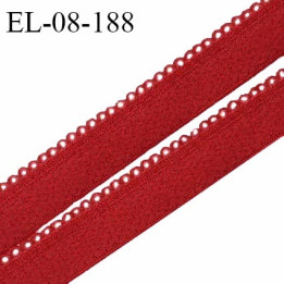 Elastique picot 8 mm haut de gamme couleur rouge bordeaux largeur 6 mm + 2 mm de picots prix au mètre
