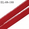 Elastique picot 8 mm haut de gamme couleur rouge bordeaux largeur 6 mm + 2 mm de picots prix au mètre