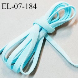 Elastique 7 mm lingerie haut de gamme fabriqué en France couleur bleu turquoise clair satiné légèrement bombé prix au mètre