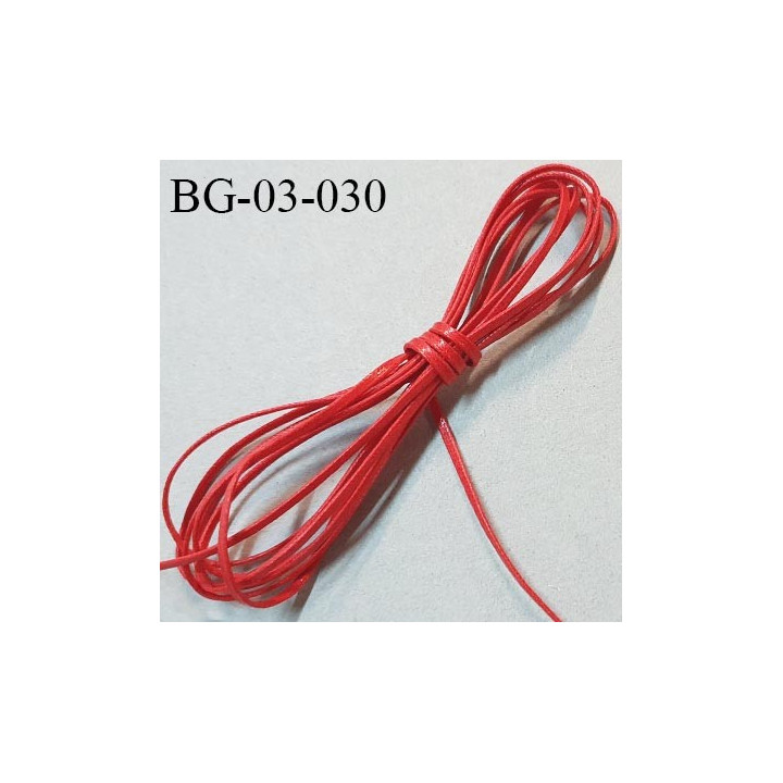 Galon lacette ciré 2 mm couleur rouge très solide largeur 2 mm prix au mètre