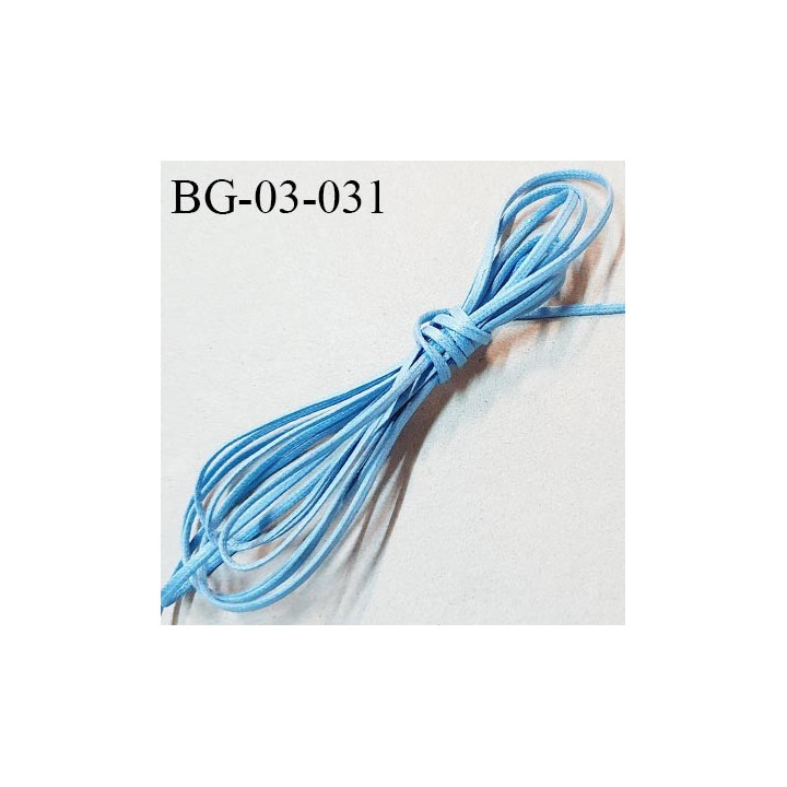 Galon lacette ciré 2 mm couleur bleu ciel très solide largeur 2 mm prix au mètre