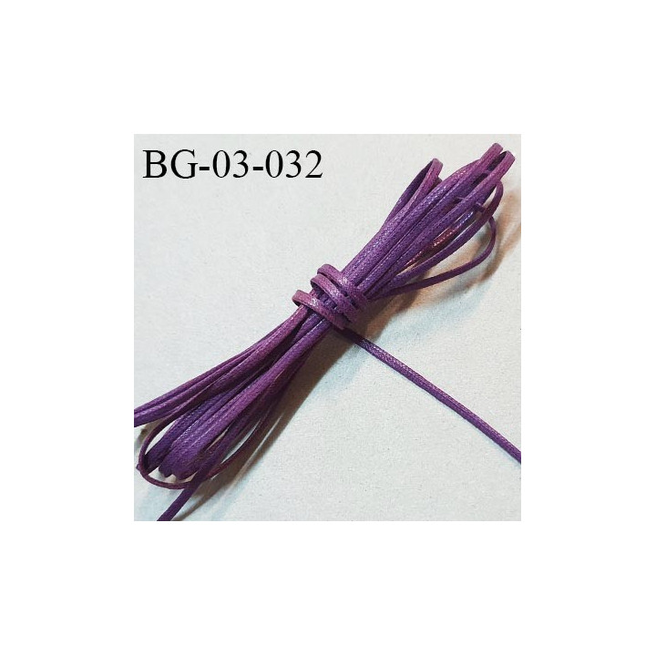 Galon lacette ciré 2 mm couleur violet très solide largeur 2 mm prix au mètre