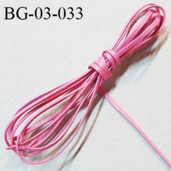 Cordon lacette ciré 2 mm couleur rose très solide largeur 2 mm prix au mètre